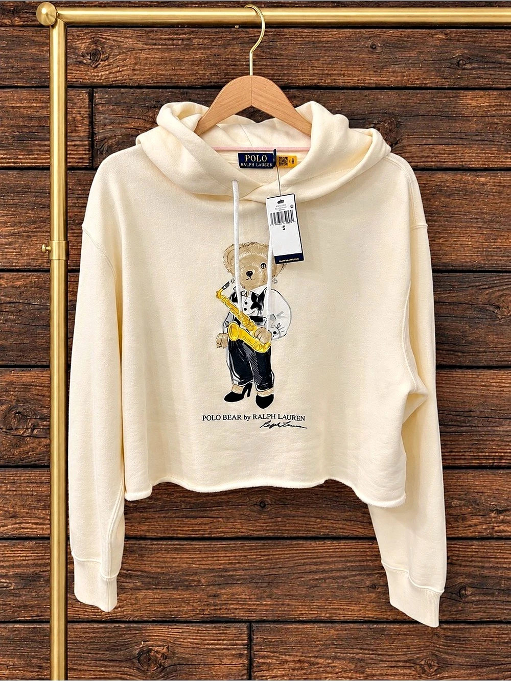 Polo Ralph Lauren Jazz Polo Bear Fleece Hoodie Cream Small